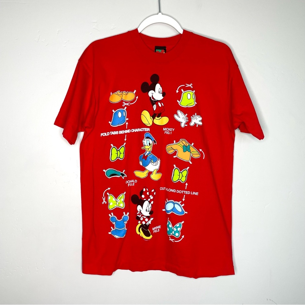 Vintage 90’s Disney Mickey Mouse Club T-Shirt Jerry Leigh Medium Cotton‎ Red